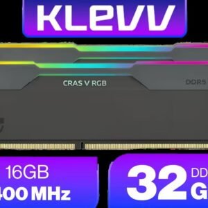 KLEVV CRAS V RGB 32GB Kit (16GB x2) 6400MHz Memory / Premium SK Hynix Memory ICs / Low-Profile 34mm Ultra-Low Clearance / Efficient Heat-Dissipating