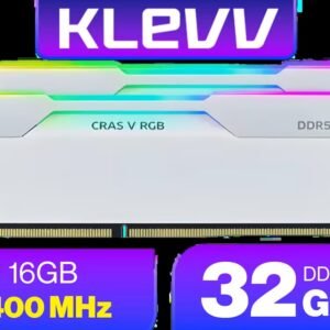 KLEVV CRAS V RGB 32GB Kit (16GB x2) 6400MHz Memory - Brilliant White / Premium SK Hynix Memory ICs / Low-Profile 34mm Ultra-Low Clearance / Efficient
