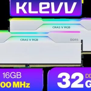 KLEVV CRAS V RGB 32GB (2x 16GB) 7200MHz DDR5 Gaming Memory - Brilliant White / Aluminum Heatsink / Intel XMP 3.0 & AMD EXPO Ready / On-die EEC for