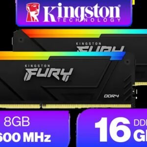 Kingston FURY Beast RGB 16GB (8GB x 2) 3600MT/s DDR4 CL17 DIMM Computer Memory KF436C17BB2AK2/16