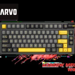 MARVO KG958W Meqa 80W Wireless Mechanical Gaming Keyboard - Yellow Linear Pre-Lubed Switch / 75% TKL Design / Tri-modes Wired, 2.4G and BT Mechanical