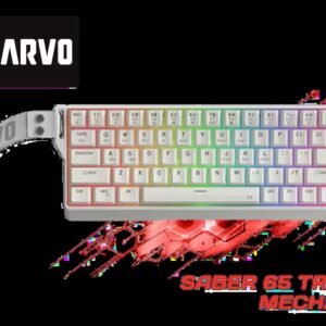 Marvo Saber 65 Tri-Mode Mechanical Gaming Keyboard - White / Tri-Mode Wireless Connectivity / 2.4G, Bluetooth and USB Wired / Compact 65% Keyboard