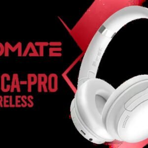 Promate LaBoca-Pro High Fidelity Over-Ear Wireless Headphones - White / 300mAh Battery / Up to 24 hours of Playtime / AUX Support / 40mm Drivers /