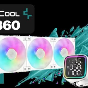 DeepCool LD360 Liquid Cooler - White / 360mm Radiator / LED Digital Display / 3x ARGB Fans Included / Compatible with AMD & Intel / LD360-WH