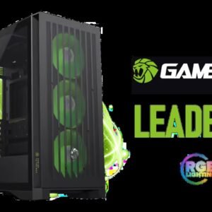 Gamemax Leader 2 E-ATX Mid-Tower Gaming Case - Black / Tempered Glass Side Panel / Support 9×120mm or 8×140mm Fan Mounts / 4 Pre-installed 140mm ARGB