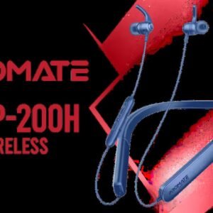 Promate Leap-200H SportFitโข High Fidelity Wireless Earphones - Blue / ENC Noise Cancellation / Up to 200 Hour Playtime / Dual Pairing / In-Line