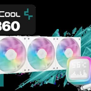 DeepCool LP360 Liquid Cooler - White / 360mm Radiator / LED Digital Display / 3x ARGB Fans Included / Compatible with AMD & Intel / LP360-WH
