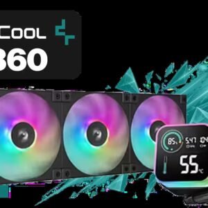 DeepCool LQ360 Liquid Cooler - Black / 360mm Radiator / Rotating magnetic cover / 3x ARGB Fans Included / 600–2400 RPM adjustable fan speed /