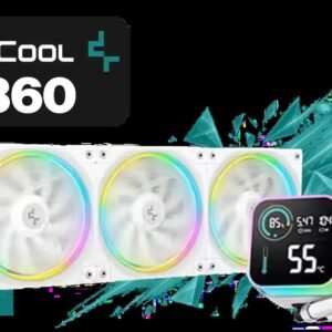 DeepCool LQ360 Liquid Cooler - White / 360mm Radiator / Rotating magnetic cover / 3x ARGB Fans Included / 600–2400 RPM adjustable fan speed /