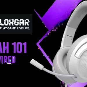 LORGAR Noah 101 Gaming Headset with Microphone – White / 40mm Drivers / Retractable Mic / 20–20,000Hz Frequency Range / 3.5mm Jack / PU Leather Ear