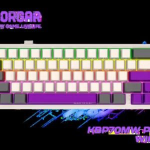 LORGAR KBP70MW Pro 65% Wireless Mechanical Gaming Keyboard - Beige / 66 Keys / Toxic Purple Linear Mechanical Switches / 416-Hour Wireless Battery