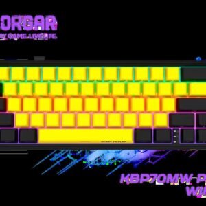 LORGAR KBP70MW Pro 65% Wireless Mechanical Gaming Keyboard - Black/Yellow / 66 Keys / Toxic Purple Linear Mechanical Switches / 416-Hour Wireless
