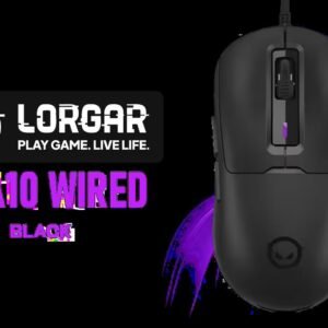 Lorgar MSA10 Wired Gaming Mouse - Black / Up To 12,000 DPI Sensitivity / Ultralight 55g Design / Advanced Pixart 3311 Gaming Sensor / 6 Programmable