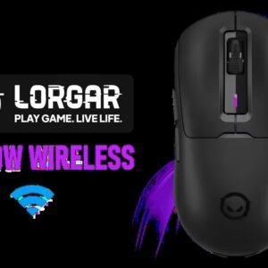 Lorgar MSA10W Wireless Gaming Mouse - Black / Up To 12K DPI Sensitivity / Tri-Mode Connectivity / Advanced Pixart 3311 Gaming Sensor / 6 Programmable
