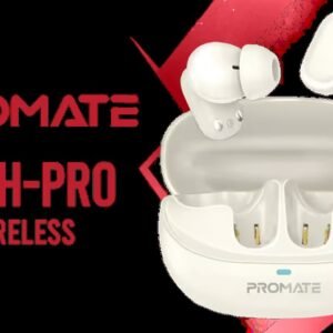 Promate Lush-Pro High-Definition TWS Wireless Earphones - White / IntelliTouch Control / Crystal Clear Calls / IPx4 Water Resistance / Up to 36 Hours