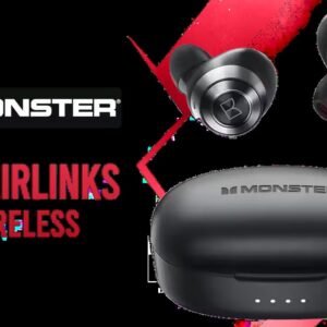 Monster Achieve 100 AirLinks Wireless In-Ear Headphones - Black / Monster True Wireless Earbuds Bluetooth 5.0 with Portable Charging Case, Bluetooth
