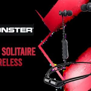 Monster iSport Solitaire High-Performance Wireless Sports Neckband Headphones - Black / IPX5 Water Resistant Earbuds, Bluetooth 5.0 in-Ear Sport