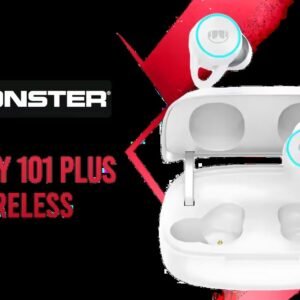 Monster Clarity 101 Plus AirLinks Wireless In-Ear Headphones - White / IPX5 Waterproof, Bluetooth Earbuds 5.0, Up to 28 Hours with Fully Charged