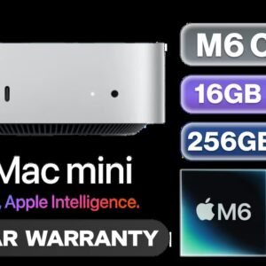 Mac Mini M6 (256GB) / M6 Chip 12x Cores (2 Super Cores, 4 Performance Cores, and 6 Efficiency Cores) / 12x Core GPU with Hardware-Accelerated Ray