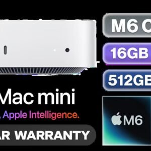 Mac Mini M6 (512GB) / M6 Chip 12x Cores (2 Super Cores, 4 Performance Cores, and 6 Efficiency Cores) / 12x Core GPU with Hardware-Accelerated Ray