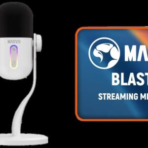 MARVO Blast 50 Streaming microphone - White / Unidirectional / Noise Reduction / RGB Lighting / One-touch Mute / Real-Time Monitoring / Built-in