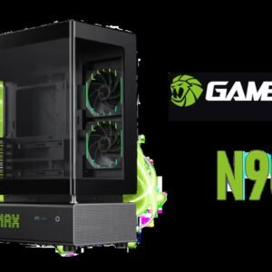 Gamemax N90 ATX Mid-Tower Gaming Case - Black / Modular Dual-Chamber Design / 512-LED Dot Matrix Display / 270° Panoramic Curved Glass Panel / ATX,