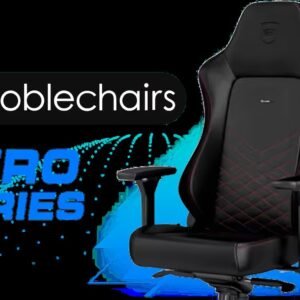 noblechairs HERO Series Faux Leather Gaming Chair - Black/Red / Integrated Adjustable Lumbar Support / Memory Foam Headrest Adapts To You / Enlarged