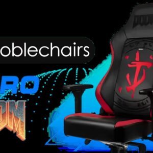 noblechairs HERO Series Gaming Chair - DOOM Edition / Breathable Covering / Infinitely Adjustable Lumbar Support / Robust Safety Class 4 gas Lift /