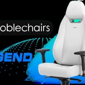 noblechairs Legend Gaming Chair - White Edition / Radiant white high-tech vinyl / 4D Adjustable Armrests / Class 4 Gas Lift / 135° Reclining Backrest