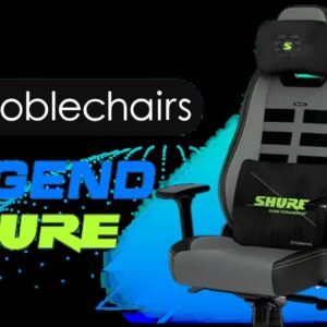 Noblechairs Legend Gaming Chair - SHURE Edition / Premium Hybrid PU Leather / Integrated Adjustable Lumbar Support / Reclining Backrest (up to 135°)