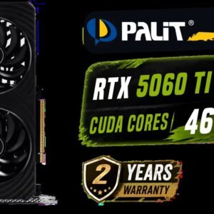 Palit GeForce RTX 5060 Ti DUAL 8GB Graphics Card / 8GB GDDR7 / 4608 Cuda Cores / 128-bit Memory Interface / Boost Clock : 2573 MHz / 28Gbps Memory