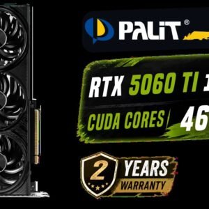 Palit GeForce RTX 5060 Ti Infinity 16GB Graphics Card / 16GB GDDR7 / 4608 Cuda Cores / 128-bit Memory Interface / Boost Clock : 2572 MHz / 28Gbps