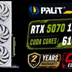 Palit GeForce RTX 5070 OC 12GB GDDR7 Graphics Card - White / 6144 Cuda Cores / 12GB GDDR7 Memory / 192-bit Memory Interface / Base Clock 2325 MHz &