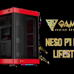 Gamdias Neso P1 Prime Lifestyle E-ATX Gaming Case - Black/Red / Modular Orientation / Full Panoramic Display / Supports Motherboards up to E-ATX /
