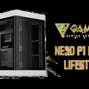 GAMDIAS NESO P1 BW Prime Lifestyle E-ATX Gaming Case - Black/White / Modular Orientation / Full Panoramic Display / Supports Motherboards up to E-ATX