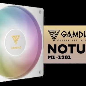 Gamdias NOTUS M1-1201 ARGB Case Fan - White / Daisy Chain Via Cableless Connection / Swappable Fan Blades / Premium Hydraulic Bearing / 30mm
