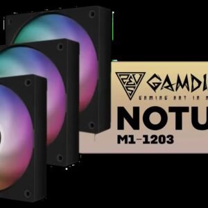 Gamdias NOTUS M1-1203 ARGB Case Fan - Black / 3-Pack / Daisy Chain Via Cableless Connection / Swappable Fan Blades / Premium Hydraulic Bearing / 30mm