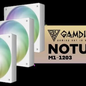 GAMDIAS NOTUS M1-1203 ARGB 120mm Case Fans – White / 3-Pack ARGB PWM Fans / 400–1600 RPM / 57.56 CFM Airflow / Hydraulic Bearing / 4-Pin PWM + 3-Pin