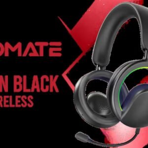 PROMATE NOVON.BLACK Open-Ear Wireless Over-Ear Headphones / High-Fidelity 40mm Drivers / Bluetooth v6.0 / Detachable High-Sensitivity Microphone /