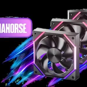AsiaHorse Nyota A12 120mm ARGB Case Fan - Black / 3-Pack / 800-2000 RPM PWM / 61.5 CFM / 16 ARGB LEDs / Daisy Chain