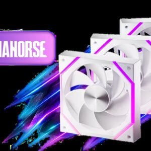 AsiaHorse Nyota A12 120mm ARGB Case Fan - White / 3-Pack / 800-2000 RPM PWM / 61.5 CFM / 16 ARGB LEDs / Daisy Chain