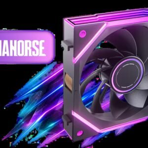 AsiaHorse Nyota Ultra 120mm ARGB Case Fan - Black / Single / Reverse Blade / 800-2000 RPM PWM / 58.5 CFM / Infinity Mirror ARGB / Daisy Chain