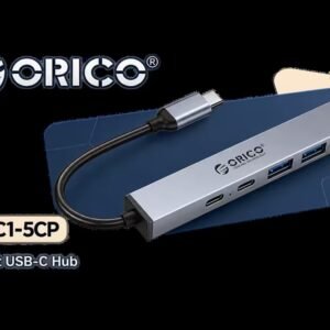 Orico 5-port USB-C Hub / Transmission Rate: USB A 3.0×1：5Gbps, USB A 2.0×2 480Mbps, USB C PD 2.0×1 20V 3A 60W MAX, USB C 2.0×1 480Mbps / USB A 3.0×1,