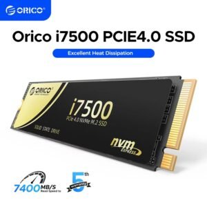 ORICO i7500 M.2 NVMe SSD - 1TB / 3D NAND Flash /  PCIe Gen4.0 x4 / Up to 7,200MB/s Read and 6,100MB/s Write Speeds / ORICO-i7500-1TB-GD-BP