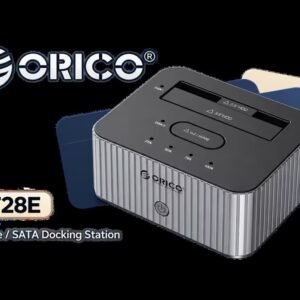 ORICO IT28E 2-Bay M.2 NVMe and SATA Docking Station - Grey / Offline Clone / 10Gbps USB-C / M.2 NVMe up to 8TB / 2.5\" and 3.5\" SATA up to 22TB