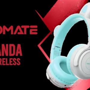 Promate Panda KidSafe Kawaii Style Wireless Kids Headset - Aqua / 1000mAh Battery / Up to 40 hours of Playtime / AUX Support / LED Illuminated Ears /