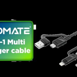 Promate 6-in-1 Multi Charging Cable - Premium Hybrid Lightning, Type-C, Micro USB Connectors With Fast Sync, 60W PD, PentaPower - Black /