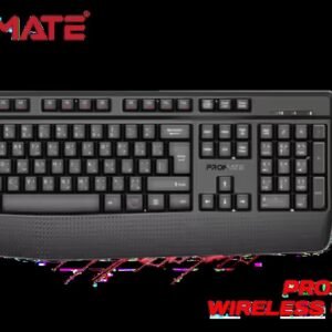 Promate Wireless Keyboard and Mouse Combo, 2.4GHz Wireless with Built-In Palm Rest, Multi-Grip 1200 DPI Mouse, Nano USB Receiver / ProCombo-14.EN