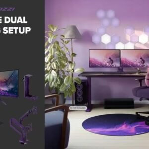 [Purple] Arozzi Dual Monitor Gaming Setup / Arozzi Nova 27\" Gaming Monitor, 180Hz Refresh Rate, QHD (2560x1440) Resolution, 1ms Response Time,