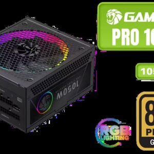 Gamemax RGB PRO 1050G 1050W Power Supply - Black / 1050W 80 Plus Gold ATX 3.1 / Native PCIe 5.1 12V-2x6 GPU Connector / 90%+ Efficiency For Reduced